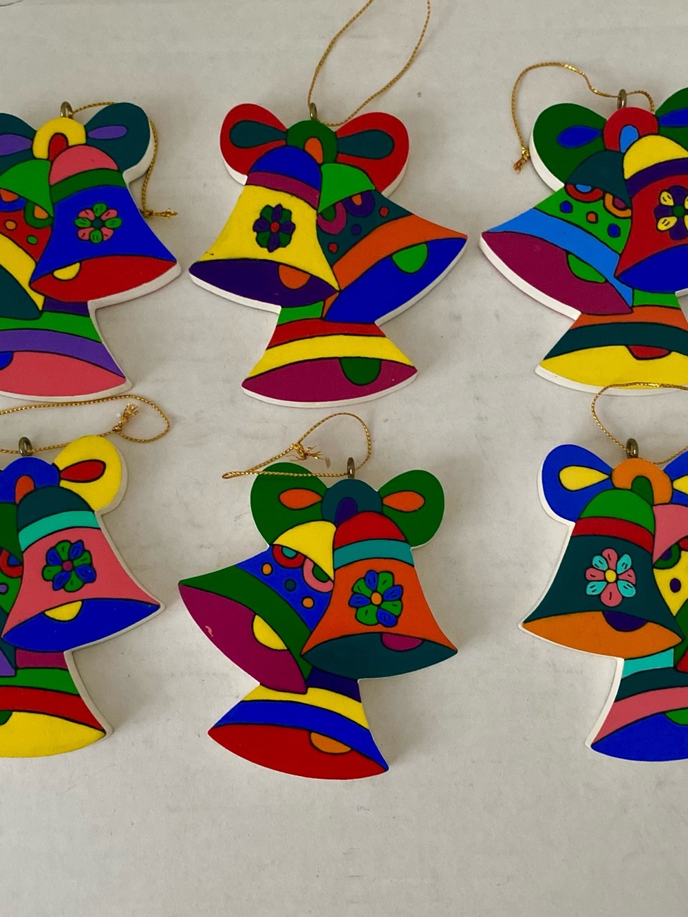 UNICEF Handmade Colorful Wood Bell Ornaments 6.Multicolor Holiday Accessory.
